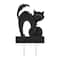 Glitzhome® 32" Lighted Metal Halloween Black Cat Yard Stake